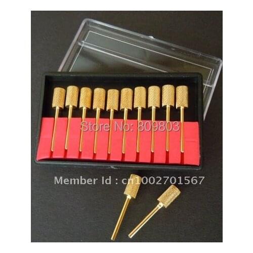 Freeshipping - Med / Gold 6.0mm Electric nail drill Bits for Nail Design Manicure drill 10 pcs