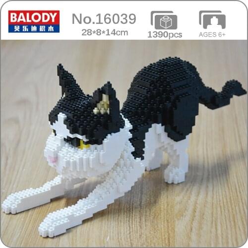 CB Balody 16039 Persian Cat Black Kitten Animal Pet 3D Model DIY Mini Diamond Blocks Bricks Building Toy For Children No Box