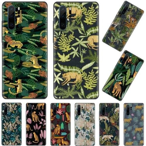 Tropical plant Leopard Phone Case Funda For Huawei P9 P10 P20 P30 Lite 2016 2017 2019 plus pro P smart