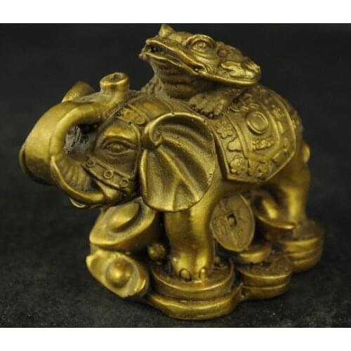 Hermosa bronce chino riqueza elefantes y escultura de sapo