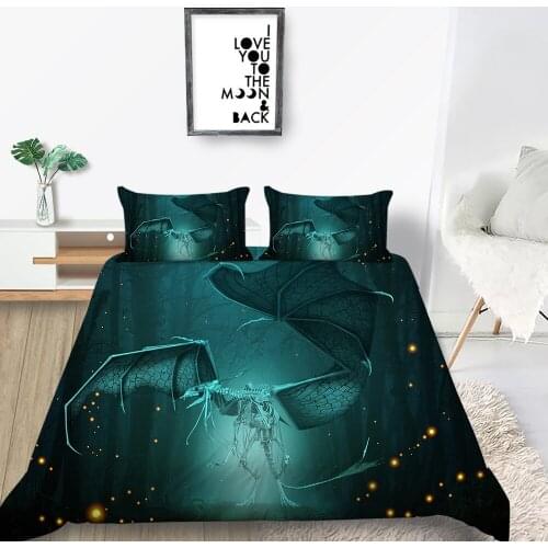 Skeleton Dragon Bedding Set King Size Fashionable Scary Duvet Cover Forest Queen Twin Full Single Double Unique Design Bed Set