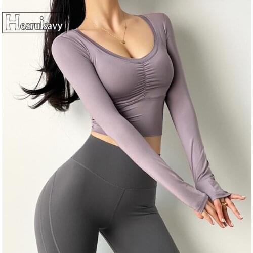 Running Workout Crop Top Women Elastic Thumb Hole Fitness Long Sleeve Sports Clothes Tight Yoga Shirts Female Casual Sweatshirt