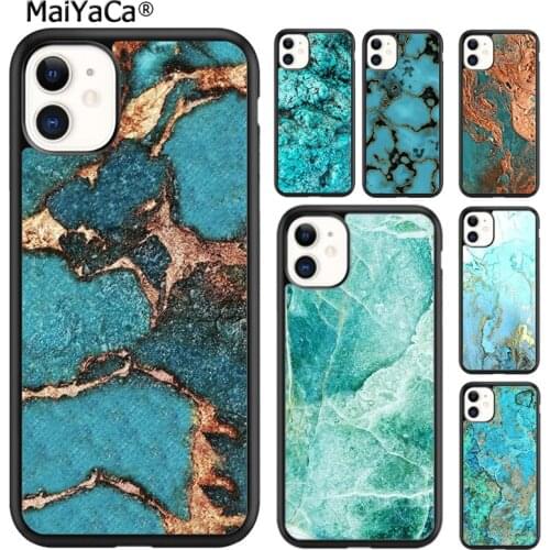 MaiYaCa Turquoise Stone Marble Pattern Phone Case For iPhone SE 6s 7 8 plus X XR XS 11 12 pro max Samsung Galaxy S8 S9 S10 shell