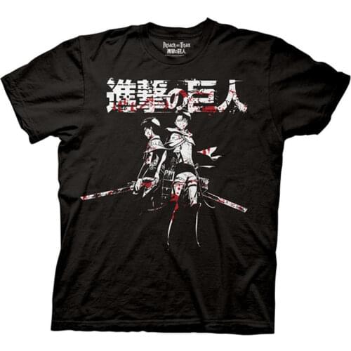 2019 New Mens Attack on Titan Cool and Eren Blood Mens Black T-Shirt Tee Shirts