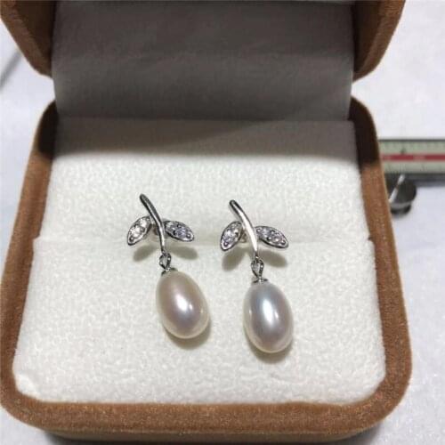 New natural white freshwater pearl 8-12MM drop earrings 002