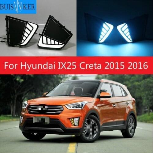 For Hyundai IX25 Creta 2015 2016 Front LED Daytime Running Light DRL Driving Fog Lamp Fog light Cover With Function Relay