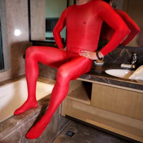 Unisex Sexy 70D Shaping Penis Sheath Close Open Crotch Bodysuit Nylons Transparent Tights Bodystocking Erotic Lingerie Jumpsuits