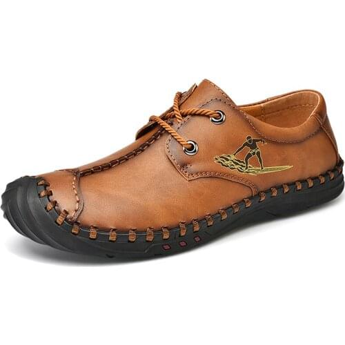 Plus Size 48 Classic Leather Shoes Men Loafers Handmade Split Leather Casual Shoes For Men Flat shoes zapatos de Hombre