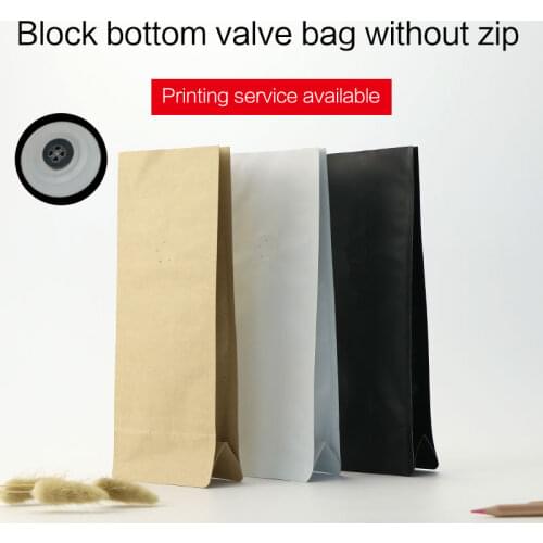 Block bottom stand up pouch 1/4 1/2 1 pound matte black white kraft coffee bean with one side degassing valve packaging bag