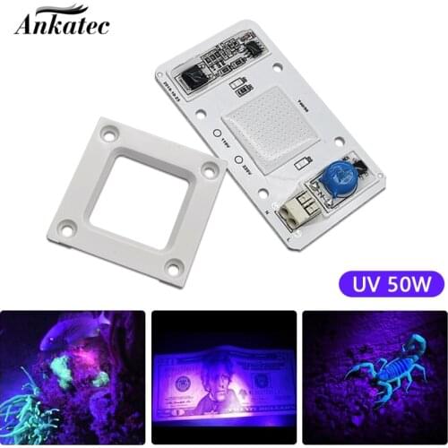 Driverless AC high power 50W UV LED 395-400nm 110V / 220v Free Driver AC Integrated high power COB LED diode Free Shipping