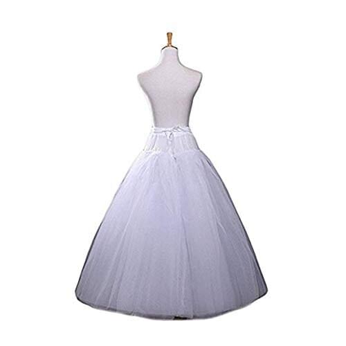 A-line Hoopless Petticoat Crinoline Underskirt Slips Floor Length for Bridal Wedding Dress White One Size