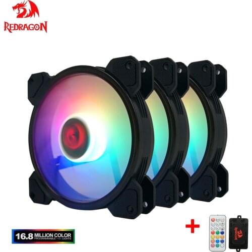 Redragon GC-F009 120mm Computer Case RGB Cooling full color Fan 4Pin Quiet CPU Cooler Desktop PC 6 Pin LED Controller Radiator