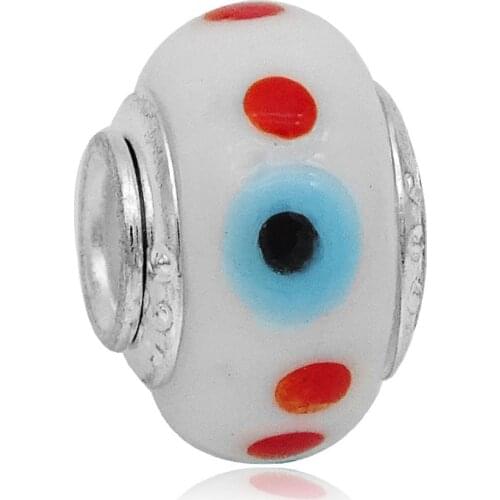 Moon Gold Ribbon Dot Murano Glass Beads Fits European Charm Bracelet Jewelry Making DIY Gift