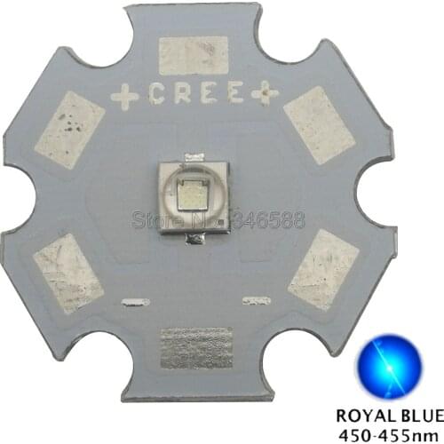 10pcs 3W Cree XPE2 XP-E2 Royal Blue 450NM - 455NM 3.1-3.5V 350-1000mA High Power LED Emitter Lamp Beads on 8/12/14/16/20mm PCB