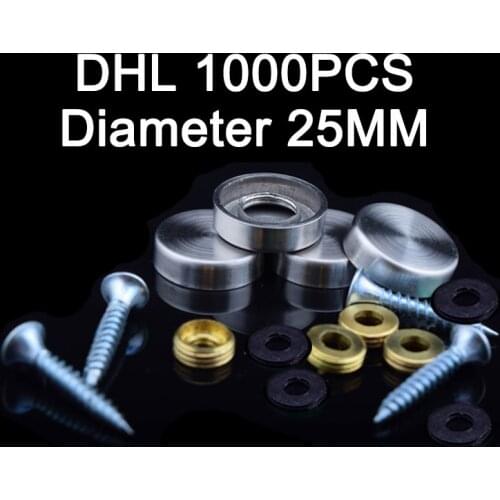 DHL 1000PCS 25mm Diameter Advertisement Fixing Screws Standoff Covers 304 stainless steel Flat Mirror Screws Cover Caps KF966