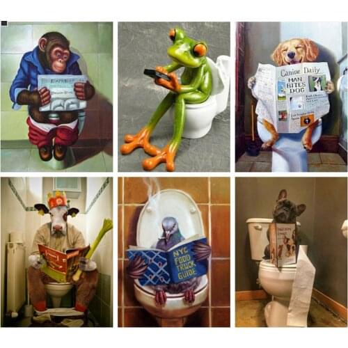 2021 NEW Full Square Round Diamond Painting Dog Toilet Home Decor Embroidery Cow Animal Mosaic Handmade Gift Home Decor