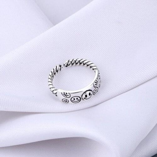 2021. Happy Smiley Open Ring. Ladies Antique Unisex Open Ring Hip-hop Adjustable Jewelry