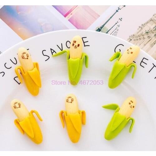 480sets/lot Lovely Cute Banana Fruit Style Rubber Pencil Eraser Students Stationery School Supplies Escolar For Kids 2pcs/set
