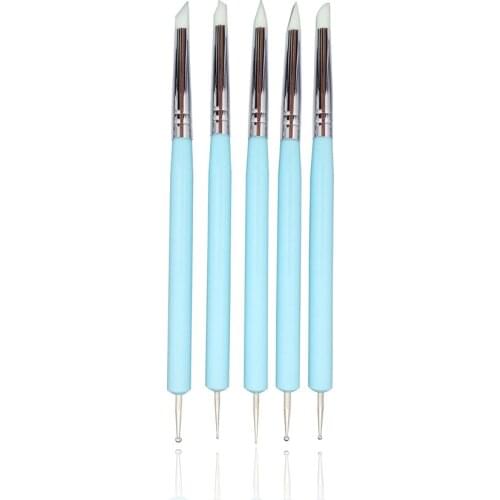 5pcs Clay Tools Silicone Rubber Shaper Pen Stainless Steel Stylus Ball Tools for Ceramic Polymer Embossing Crafter