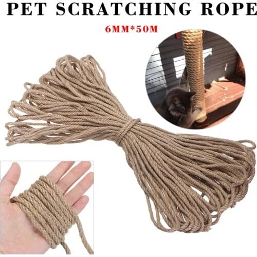 6mmx50m Sisal Rope Cat Tree DIY Scratching Pillar Toy Climbing Frame Replacement DIY Craft Handmade Pet Scratching Rope