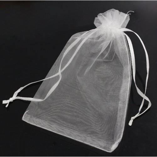 8SEASONS Organza Drawable Wedding Gift Bags&Pouches White 15x10cm,50PCs (B24676)