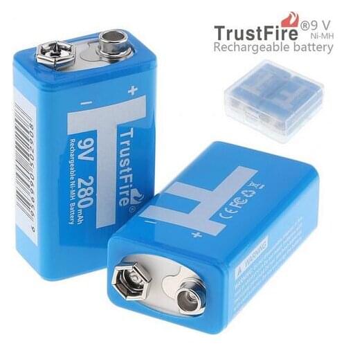 9pcs/lot TrustFire 9V 280mAh Ni-MH Rechargeable Battery NiMH 9V Battery pilhas recarregaveis 9 volt batteries with storage box