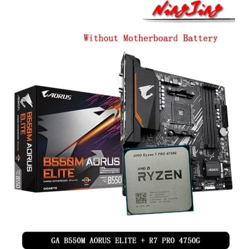 AMD Ryzen 7 4750G R7 4750G CPU + GA B550M AORUS ELITE (rev. 1.0) Motherboard Suit Socket AM4 All new but without cooler