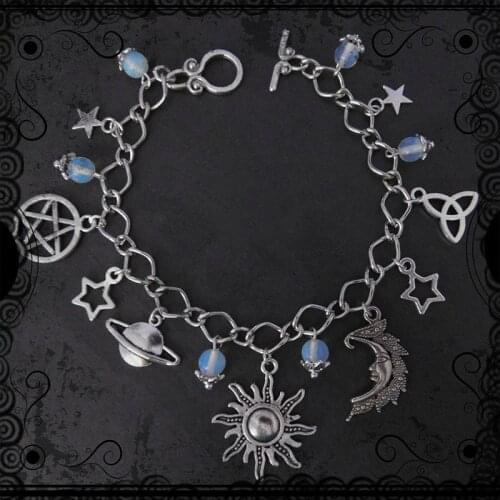 Witches Charm Anklet Dragon and Amethyst Anklet Pagan Charm Bracelet, Gothic Bracelet