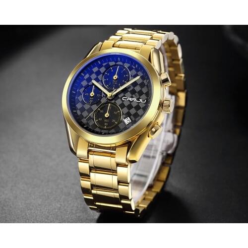 CRRJU Top Brand Watch Men Stainless Steel Business Date Clock Waterproof Luminous Watches Mens Luxury Sport Quartz Wrist Watch