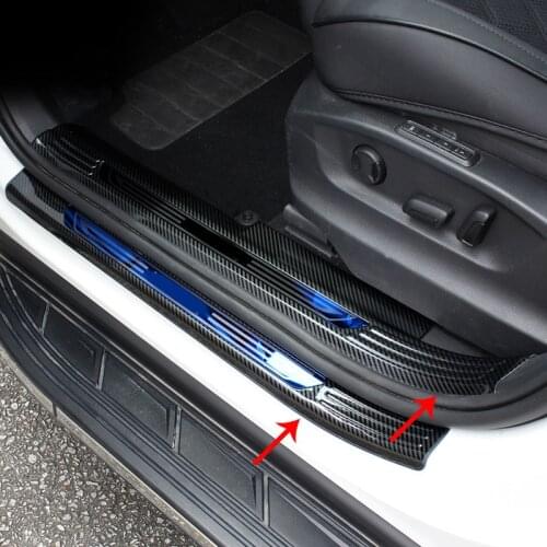 For SKODA KODIAQ Welcome pedal Threshold bar Decoration Carbon fiber pattern Stainless steel