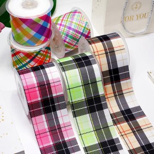 DIY Cartoon Stripes And Grids Printed Grosgrain Ribbon For Craft Supplies Sewing Accessories 5 Yards. 3417