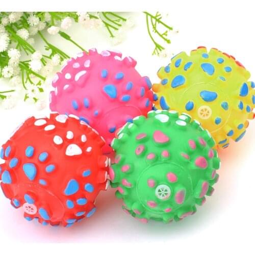 Phonation Enamel Ball Pet Dog Bite Resistant Teeth Cleaning Toy Ball Small and Medium Sized Dog Toy 7cm Footprint Ball