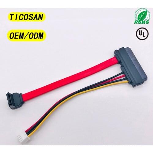 TICOSAN SATA 7+15P 22pin to SATA 7P 90°/SH2.0 4P CABLE supply SATA HDD hard drive high speed computer data power cable OEM ODM