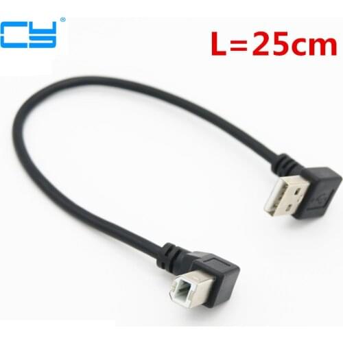 10pcs Down to Down Angled 90 degree USB 2.0 Male to B type Male Cable for Printer scanner Hard Disk 25cm
