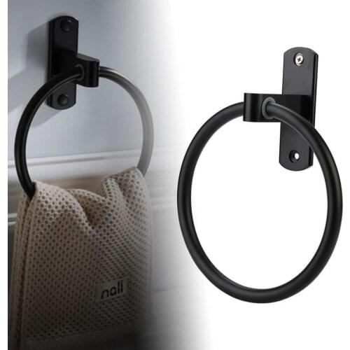 Black Stainless Steel Round Wall Mounted Hand Towel Bar Ring Toilet Paper Holder Robe Towel Hooks Bathroom Accessories Kit