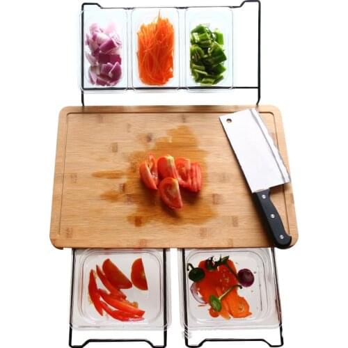 Kitchen with Storage Box Durable Multifunction Bamboo Fruit Practical Food Cutting Board Hardware Detachable Smooth Vegetable
