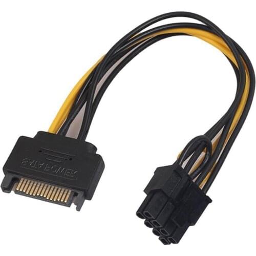 Power Cord 20 Cm SATA Cable 15-pin To 8-pin Cable 18AWG Graphics Card Wire