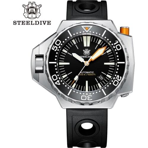 SD1969 V3 Mens Mechanical Watch 1200M Waterproof STEELDIVE Design NH35 Movement Luminous Bi-Direction Bezel Mens Diving Watch