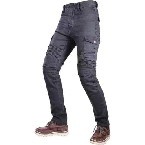 Mens Motorcycle Jeans Green Black Gray Trousers Four Seasons Riding Pants with Protectors