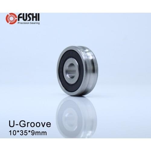 Outer Ring With U-groove Bearing 10*35*9 mm 2PCS Wire Cable Pulley Bearing Walking Heavy Pulley Crane U Groove Wheel Bearings