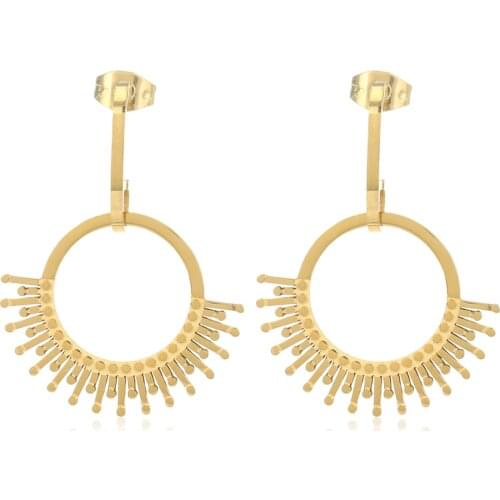 Unusual Sun Flower Dangle Earrings for Women Hyperbole Stainless Steel Drop Earrings Bijoux Femme Party Anniversary Jewelry Gift