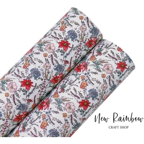 New Rainbow 30x22CM/A4 Chic Sketch Autumn Florals Print Artisan Leather Perfect For DIY Making Hairbows, Hairclips,Earrings