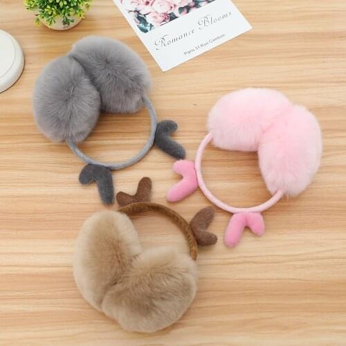 New Cute Fur Winter Warmer Earmuffs for Women Girls Deer Ear Muffs Earcap Headband Soft Fluffy Earcap Christmas Gift