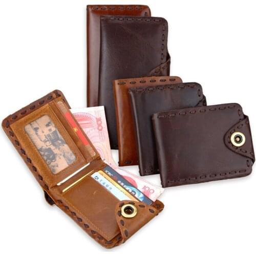 New Cowhide Vintage Wallet Luxury Mens Genuine Leather Bifold Hasp Wallet Credit ID Card Holder Purse Short Long Style Wallet