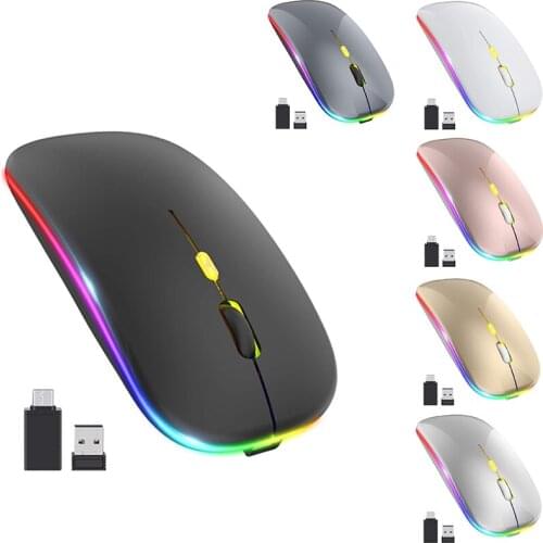 [Upgrade] LED Wireless Mouse, Mobile Optical Office Mouse with USB & Type-C Receiver, for Laptop