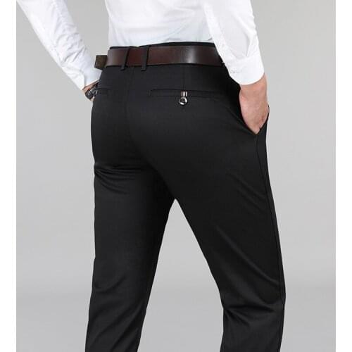 Solid Loose Straight Mens Casual Pants Long Trousers High Waist Pants Men Plus Size Cotton pantolon