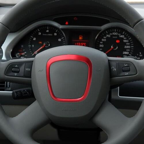 Car steering wheel trim cover center emblem sticker logo ring frame accessories for Audi A4 B8 B6 B7 A3 8P S3 A6 C6 Q7 Q5 A5