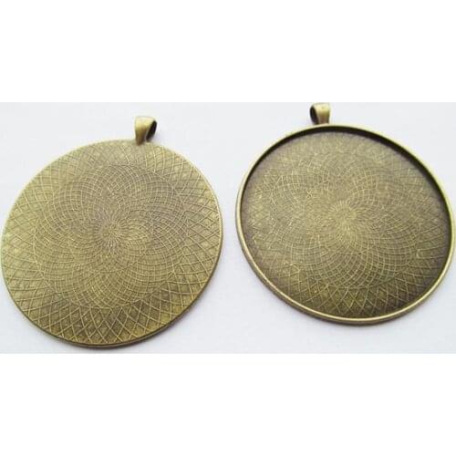 50pcs Antique Silver/Antique Bronze Round Frame Base Bezel Setting Tray Pendant Charm/Finding,fit 50mm Cabochon/Cameo/Picture