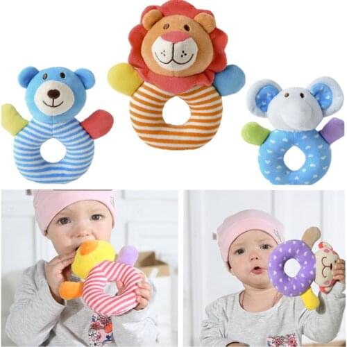 5 Styles Cartton Baby Rattle Toys 0-12 Months Baby Cute Plush Baby Toys baby bear Hand Bells Educational toy 30% off