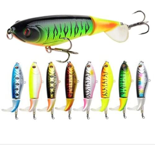 1pcs New Whopper Plopper Fishing Lure 9cm 17g Artificial Topwater Popper Hard Bait Crankbait Rotating Tail Fishing Tackle